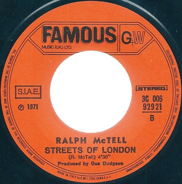 Ralph McTell : First And Last Man / Streets Of London (7")