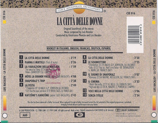Luis Bacalov : La Città Delle Donne (CD, Album, RE, RM)