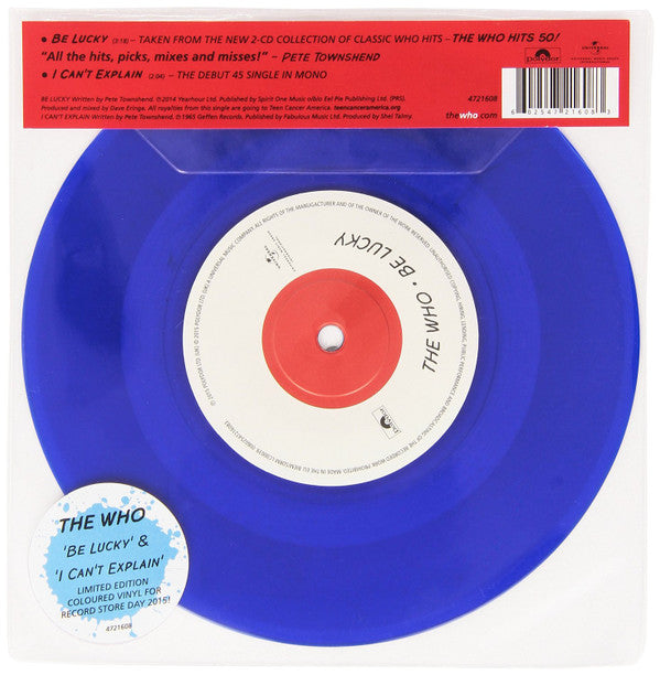 The Who : Be Lucky / I Can't Explain (7", RSD, Single, Mono, Ltd, RE, Blu)