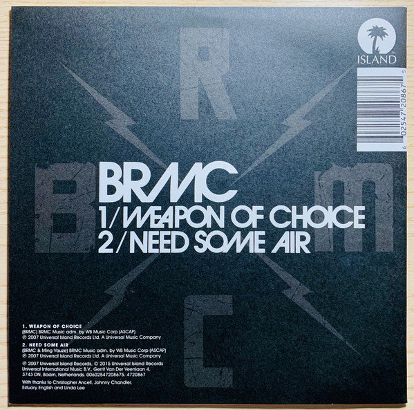 Black Rebel Motorcycle Club : Weapon Of Choice / Need Some Air (7", RSD, Single)