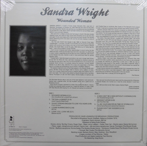 Sandra Wright : Wounded Woman (LP, Album, RSD, Ltd, RE, RM)