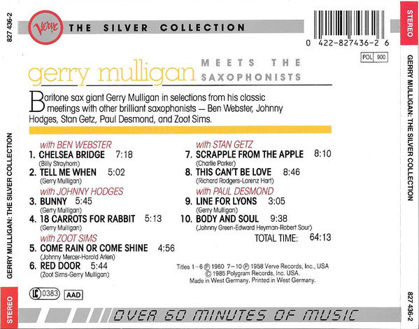 Gerry Mulligan : Gerry Mulligan Meets The Saxophonists (CD, Comp)