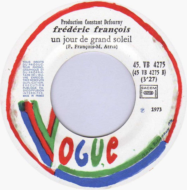 Frédéric François : Un Chant D'amour, Un Chant D'été (7", Single)