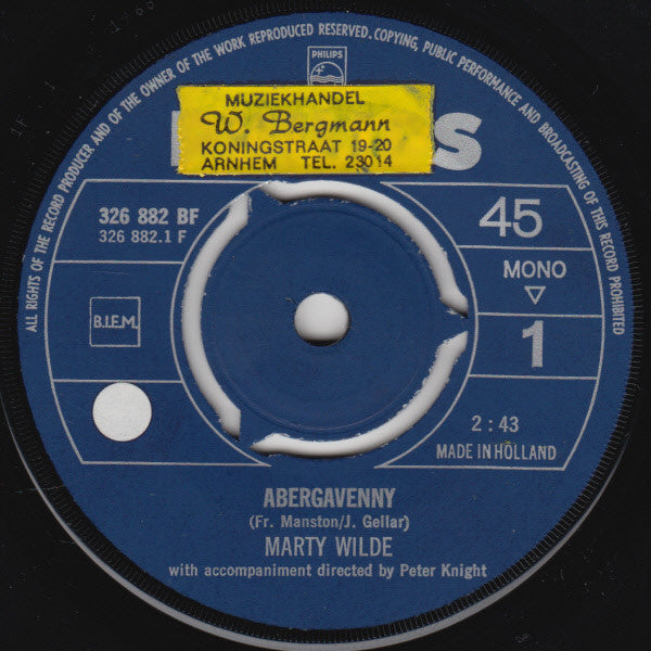 Marty Wilde : Abergavenny (7", Single, Mono)