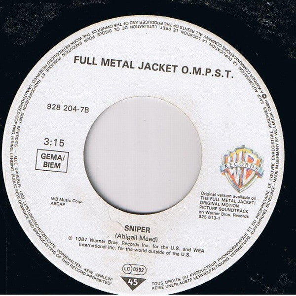 Abigail Mead : Full Metal Jacket (I Wanna Be Your Drill Instructor) (7", Single)