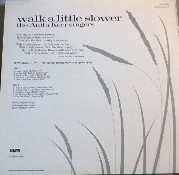 The Anita Kerr Singers : Walk A Little Slower (LP, Album)