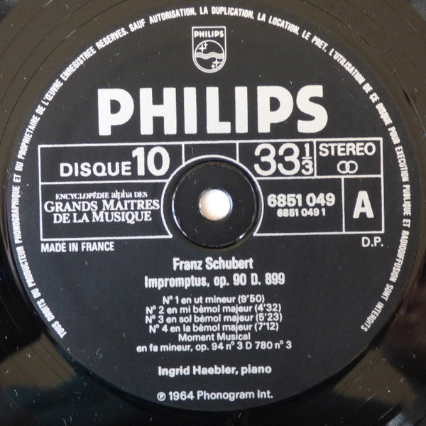 Franz Schubert, Ingrid Haebler : Impromptus Op. 90, D.899 Et Op. 142, D.935 - Moment Musical En Fa Mineur Op. 94 N°3, D.780 (LP)