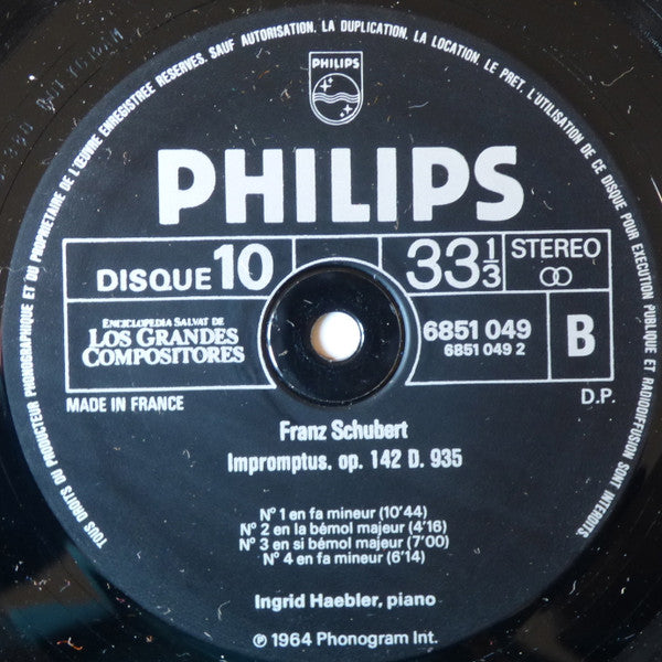 Franz Schubert, Ingrid Haebler : Impromptus Op. 90, D.899 Et Op. 142, D.935 - Moment Musical En Fa Mineur Op. 94 N°3, D.780 (LP)