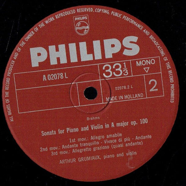 Arthur Grumiaux, Wolfgang Amadeus Mozart, Johannes Brahms : Grumiaux Musiziert Mit Grumiaux (LP, Album, Mono)