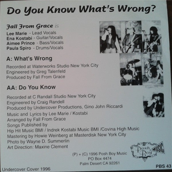 Fall From Grace : Do You Know What's Wrong? (7", Single)