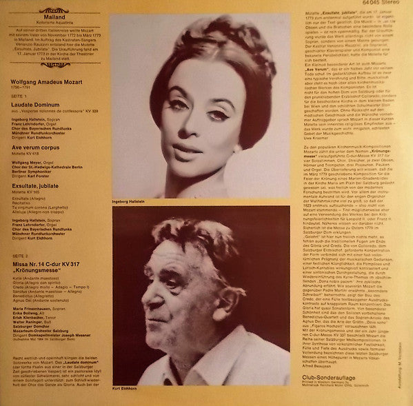 Wolfgang Amadeus Mozart / Ingeborg Hallstein : Laudate Dominum (LP, Club, S/Edition)