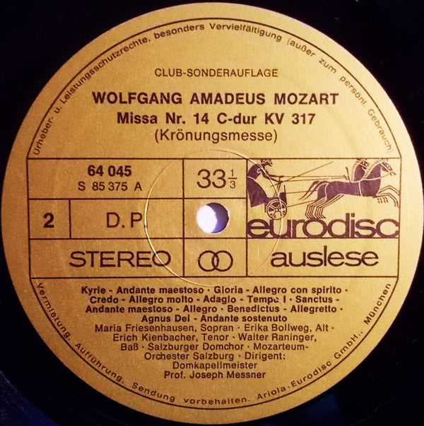 Wolfgang Amadeus Mozart / Ingeborg Hallstein : Laudate Dominum (LP, Club, S/Edition)