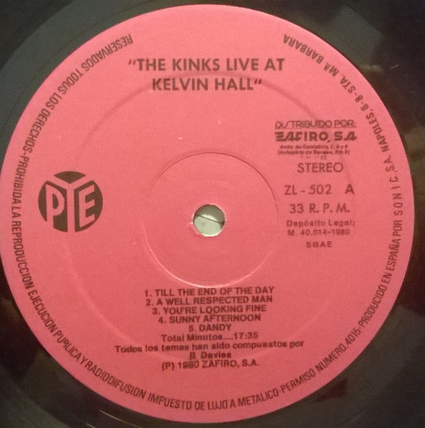 The Kinks : Live At Kelvin Hall (LP, Album, RE)