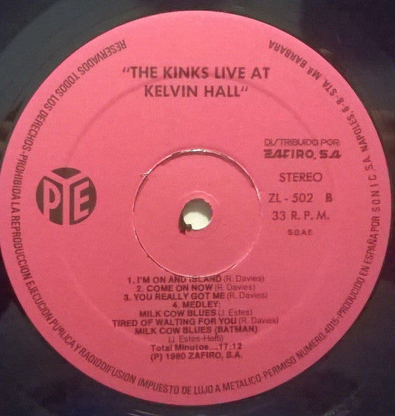The Kinks : Live At Kelvin Hall (LP, Album, RE)