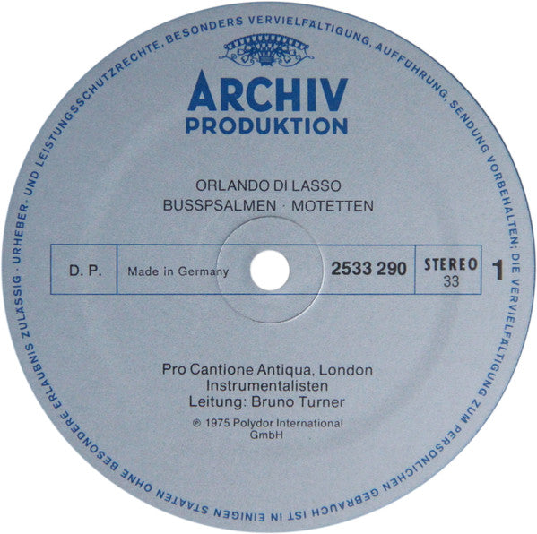 Roland de Lassus - Pro Cantione Antiqua : Bußpsalmen / Motetten (LP)