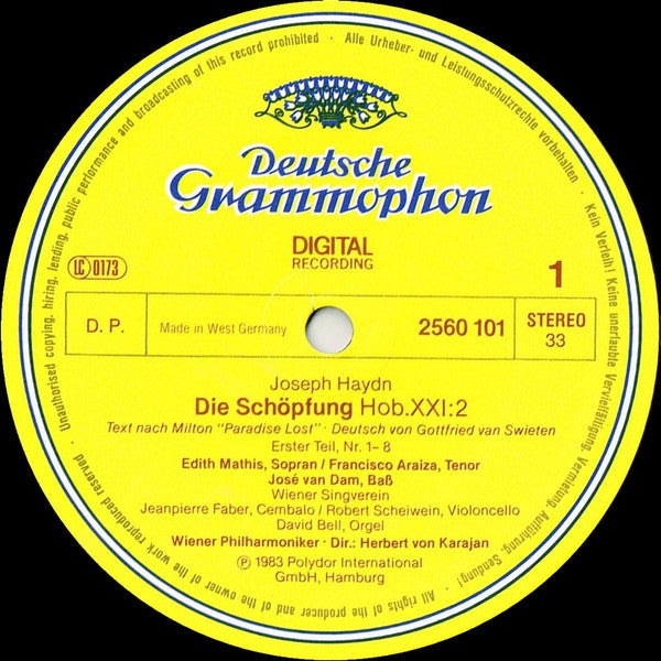 Joseph Haydn - Wiener Singverein, Berliner Philharmoniker, Herbert von Karajan : Die Schöpfung =The Creation = La Création (2xLP, Album + Box)