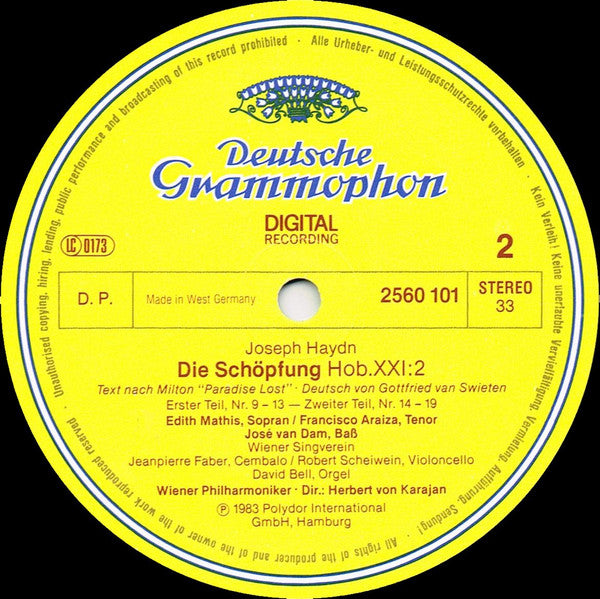Joseph Haydn - Wiener Singverein, Berliner Philharmoniker, Herbert von Karajan : Die Schöpfung =The Creation = La Création (2xLP, Album + Box)