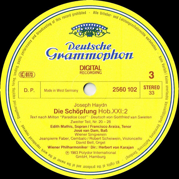 Joseph Haydn - Wiener Singverein, Berliner Philharmoniker, Herbert von Karajan : Die Schöpfung =The Creation = La Création (2xLP, Album + Box)