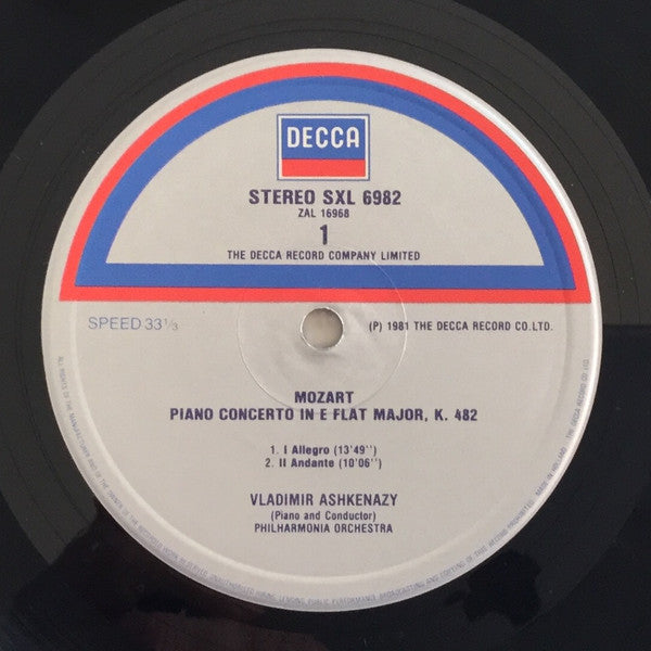 Wolfgang Amadeus Mozart - Vladimir Ashkenazy, Philharmonia Orchestra : Piano Concerto No.22, K.482 / Concert Rondo K.382 (LP)