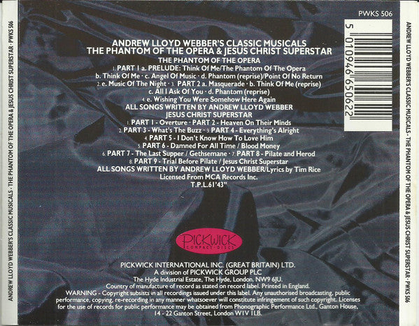 Royal Philharmonic Pops Orchestra Plays Andrew Lloyd Webber : The Phantom Of The Opera & Jesus Christ Superstar (CD, Comp, Blu)