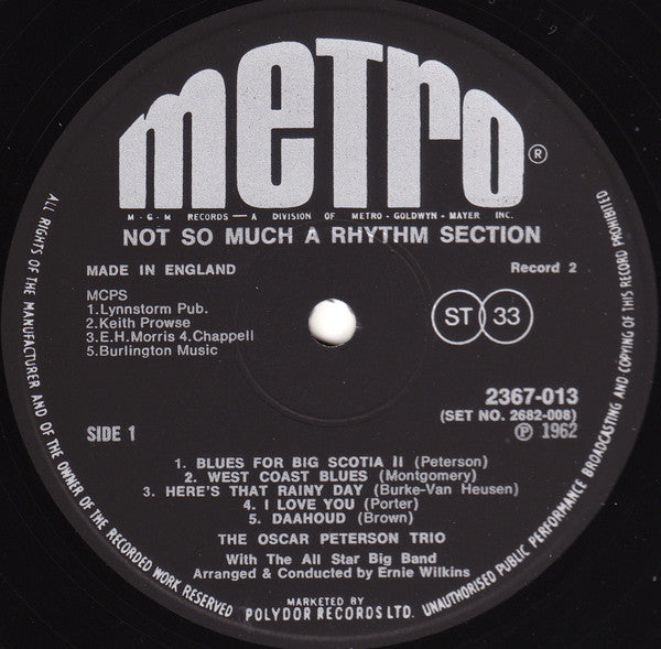 Oscar Peterson : Not So Much A Rhythm Section (2xLP, Album)