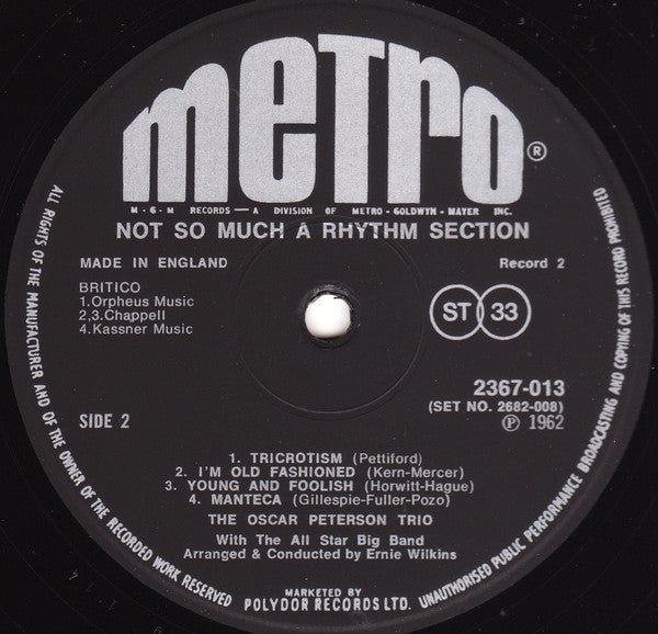 Oscar Peterson : Not So Much A Rhythm Section (2xLP, Album)