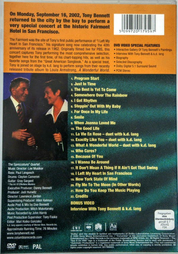 Tony Bennett : Tony Bennett's Wonderful World - Live In San Francisco (DVD-V, PAL)