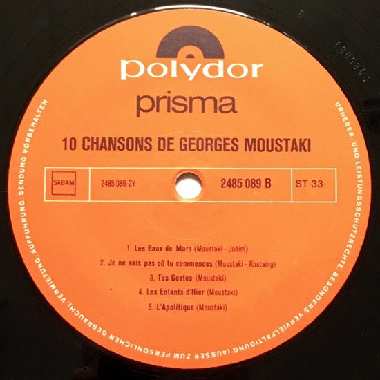 Georges Moustaki : 10 Chansons De Georges Moustaki (LP, Comp)