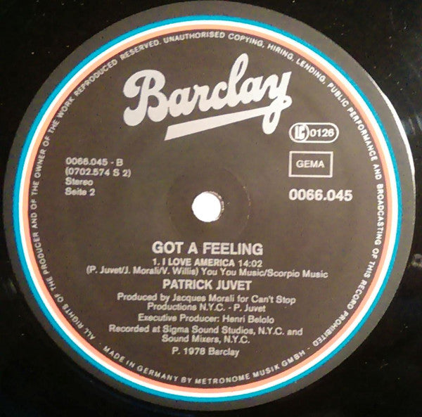 Patrick Juvet : Got A Feeling - I Love America (LP, Album)