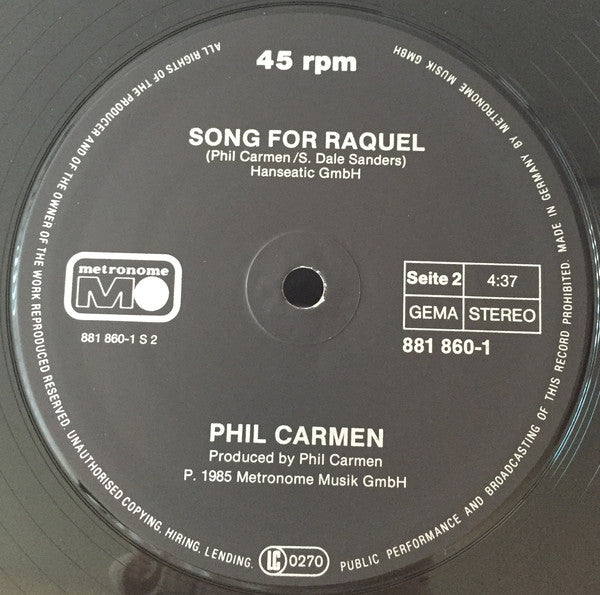 Phil Carmen : On My Way In L.A. (Extended Club•Mix) (12", Maxi)