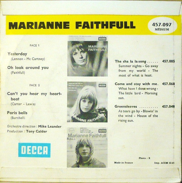 Marianne Faithfull : Yesterday (7", EP)