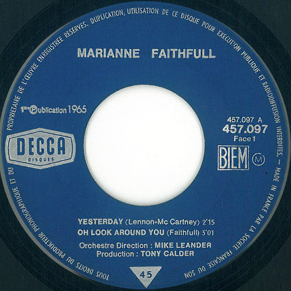 Marianne Faithfull : Yesterday (7", EP)
