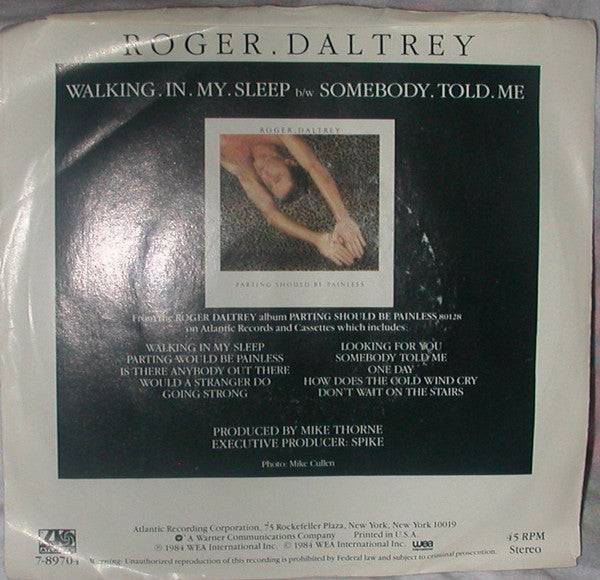 Roger Daltrey : Walking In My Sleep (7", Single, SP)