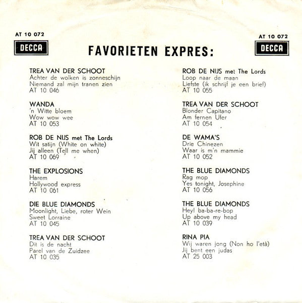 Trea van der Schoot : Tennessee Waltz / Move Over Darling (7", Single)