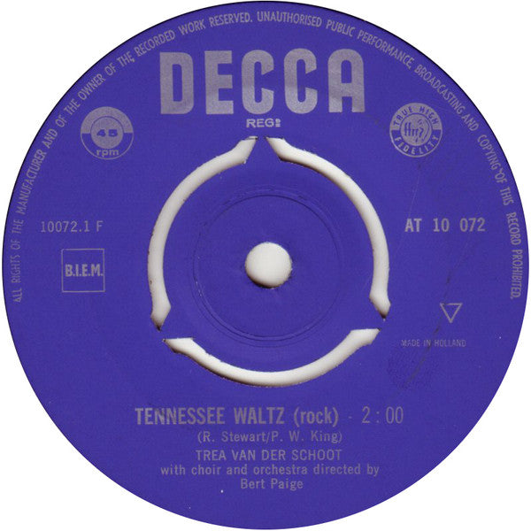 Trea van der Schoot : Tennessee Waltz / Move Over Darling (7", Single)