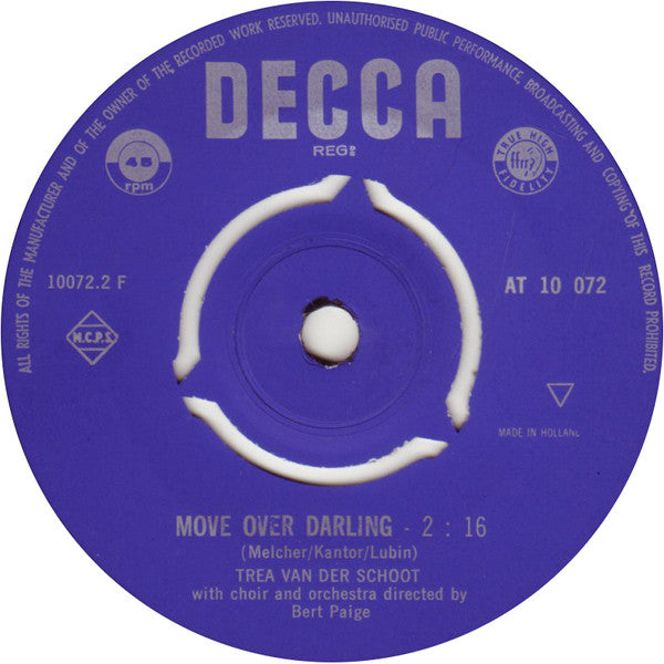 Trea van der Schoot : Tennessee Waltz / Move Over Darling (7", Single)