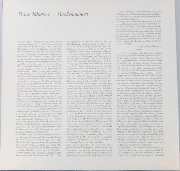 Franz Schubert, Jörg Demus Und Mitglieder des Collegium Aureum : Forellen-Quintett (LP)