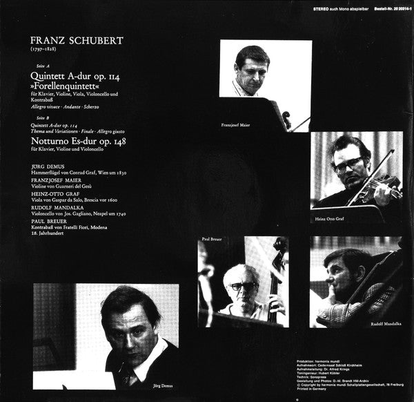 Franz Schubert, Jörg Demus Und Mitglieder des Collegium Aureum : Forellen-Quintett (LP)