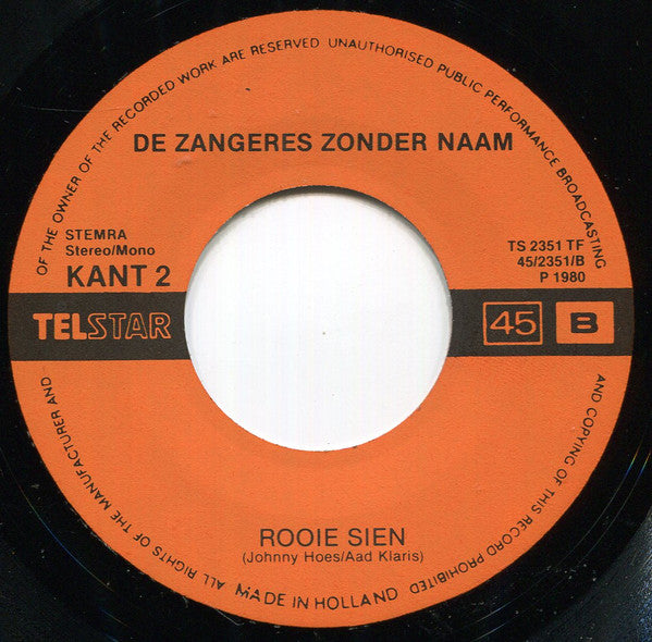 Zangeres Zonder Naam : Keetje Tippel / Rooie Sien (7", Single)