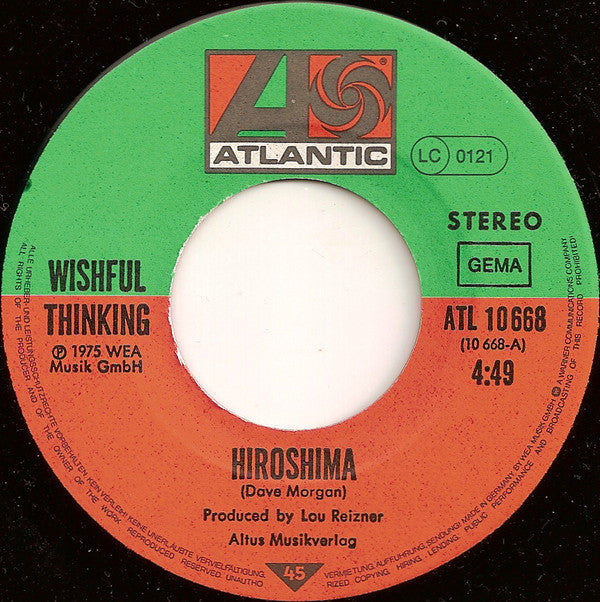 Wishful Thinking : Hiroshima (7", Single, RE)