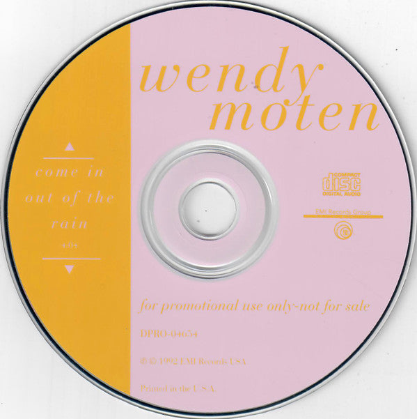 Wendy Moten : Come In Out Of The Rain (CD, Single, Promo)