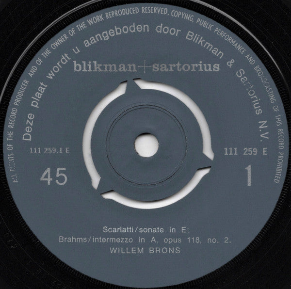 Willem Brons + Conny Stuart : Speelt Brahms En Scarlatti / Yvonne De Spionne (7", Single, 3-P)