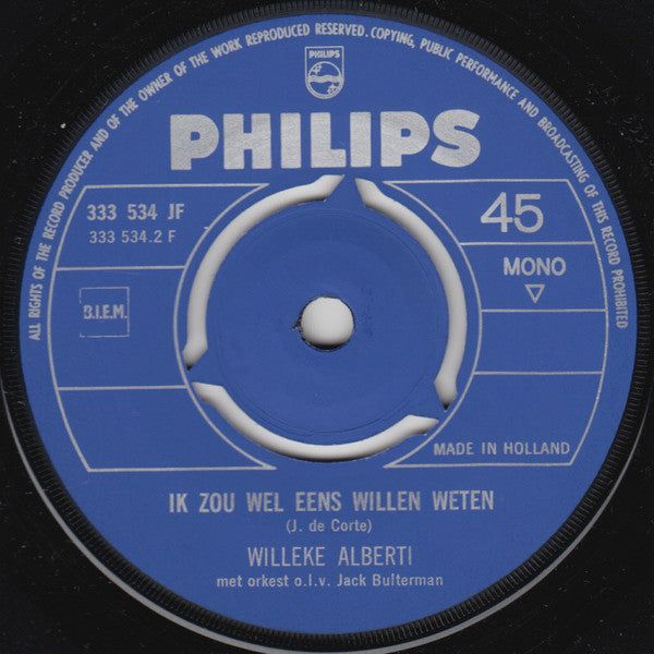 Willeke Alberti : Jij (Jij Alleen) / Ik Zou Wel Eens Willen Weten (7", Single, Mono)