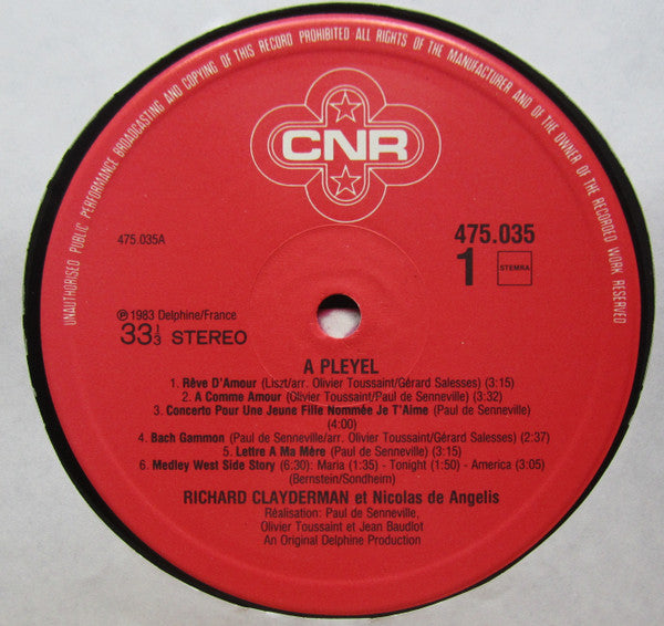 Richard Clayderman Et Nicolas De Angelis : À Pleyel (2xLP, Album, Gat)