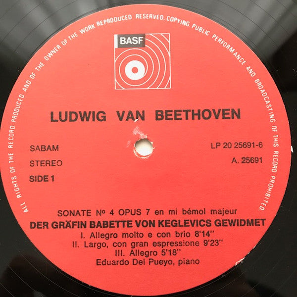 Ludwig van Beethoven, Eduardo Del Pueyo : Sonate No. 4 Op. 7 / Sonate No. 8 Op. 13 "Pathetique" (LP)