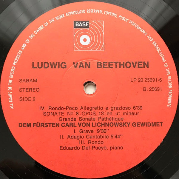 Ludwig van Beethoven, Eduardo Del Pueyo : Sonate No. 4 Op. 7 / Sonate No. 8 Op. 13 "Pathetique" (LP)