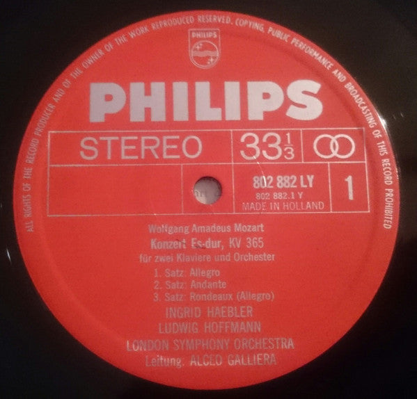 Wolfgang Amadeus Mozart - Ingrid Haebler, Ludwig Hoffmann, Sas Bunge, London Symphony Orchestra, Alceo Galliera : Konzerte Für 2 & 3 Klaviere / The Concertos For 2 & 3 Pianos (LP)