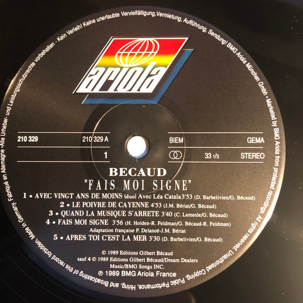 Gilbert Bécaud : Fais Moi Signe (LP)