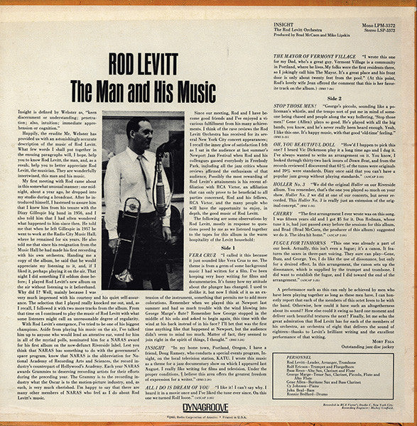 The Rod Levitt Orchestra : Insight (LP, Album, Dyn)