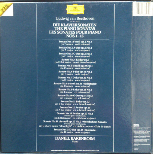 Beethoven*, Daniel Barenboim : Die Klaviersonaten, The Piano Sonatas Nos.1 - 15 (6xLP, Album, box)